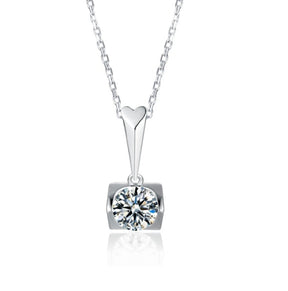 S925 Sterling Silver Inlaid Moissanite Stud Necklace Two Piece Set My Store