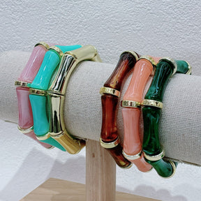 European And American Bamboo Tube Beads Women's Fashion Colored Beads Acrylic Bracelet My Store