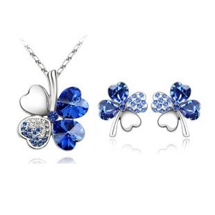 Four-leaf clover crystal necklace earrings My Store