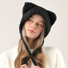 Cute Bear Knitted Hat Warm-keeping And Cold-proof Earmuffs Hat My Store