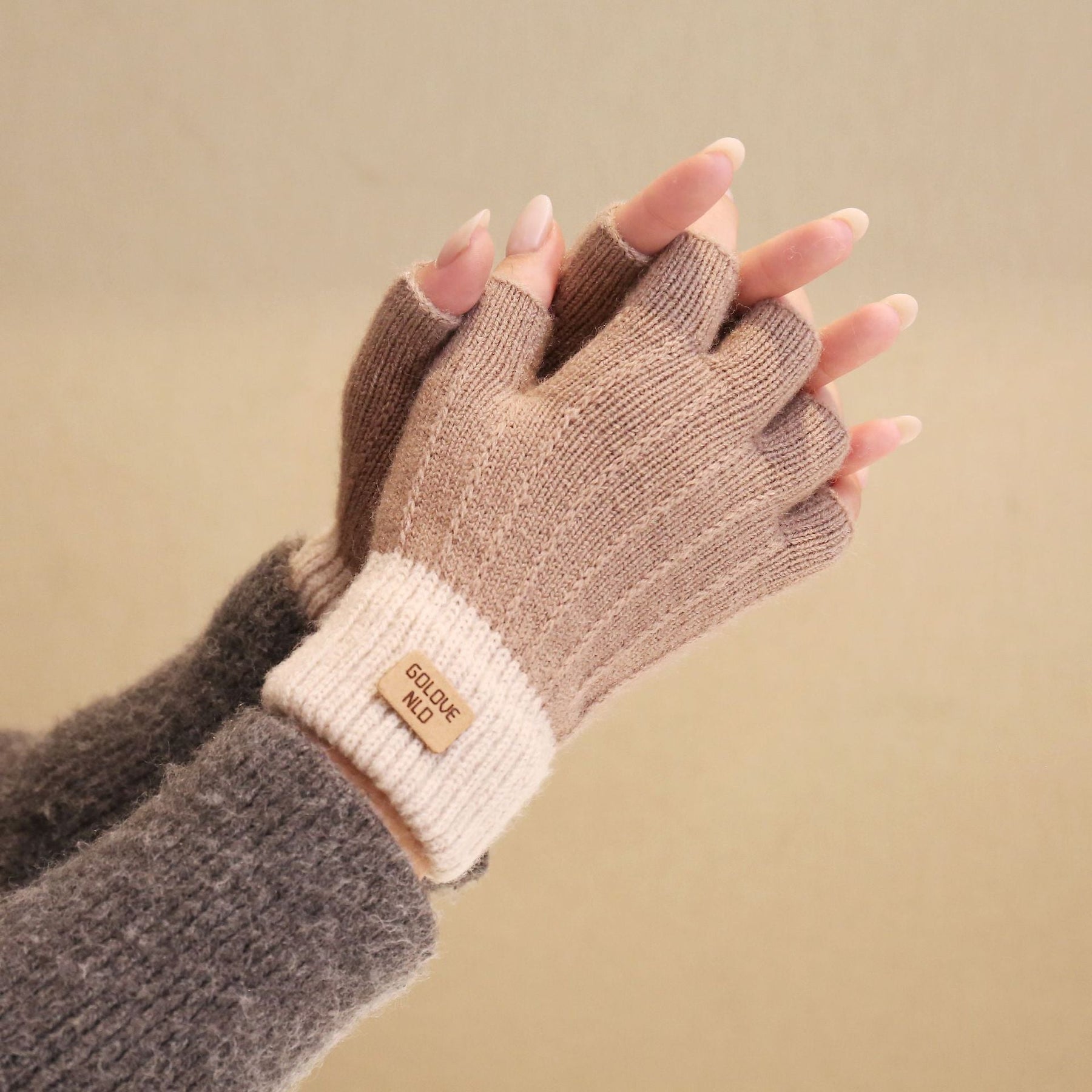 Fiber Half Finger Gloves Wool Knitted Warm My Store