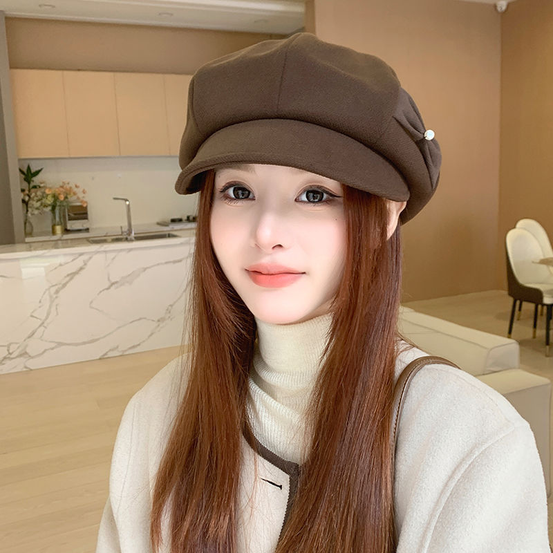 Fashion Pearl Bow Makes Face Look Small Beret Trendy My Store