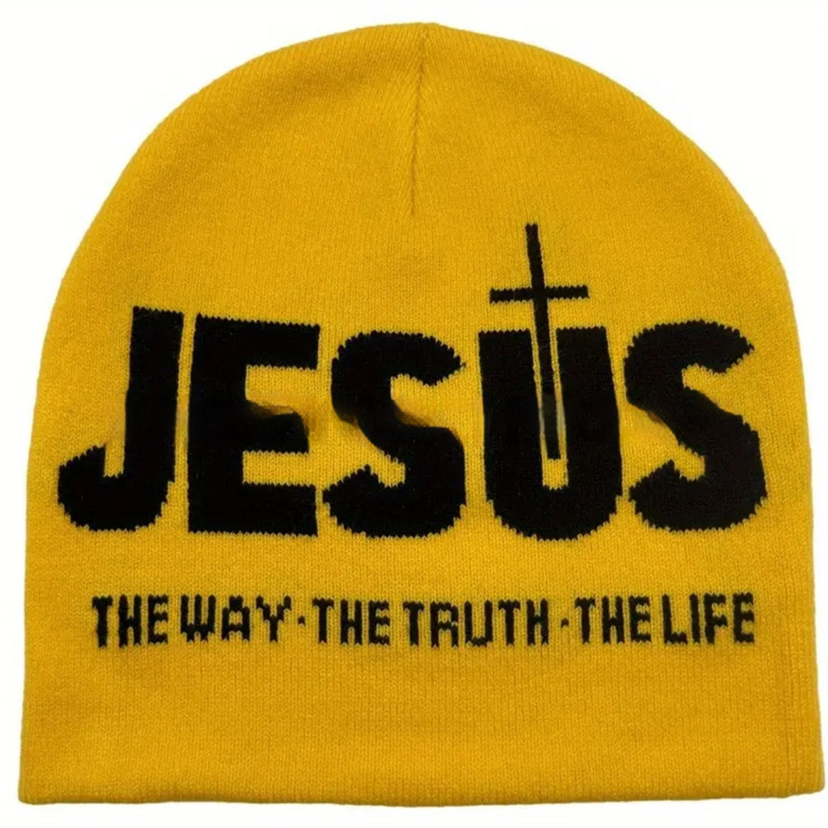 Jacquard Brimless Knitted Hat JESUS Letters Autumn And Winter Wool Sleeve Cap My Store