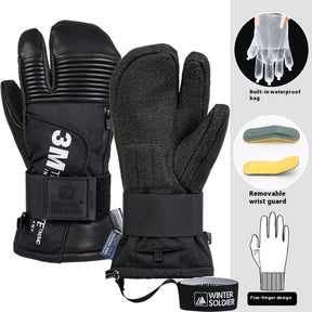 Veneer Silky Kevlar Ski Gloves Three Finger Waterproof And Hard-wearing Ski Mitten My Store