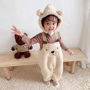 Baby Jumpsuit Autumn And Winter Plus Velvet Baby Clothing Bear Suspenders My Store