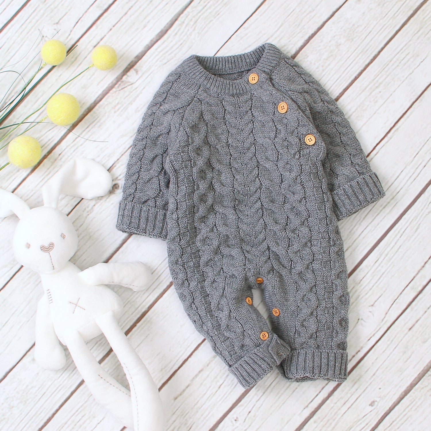 Knitted solid color baby jumpsuit My Store