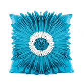 Fashion Modern Style White Throw Pillows Velvet Stitching 3D Chrysanthemum Cushion Waist Pillow Blue Cushion Case My Store