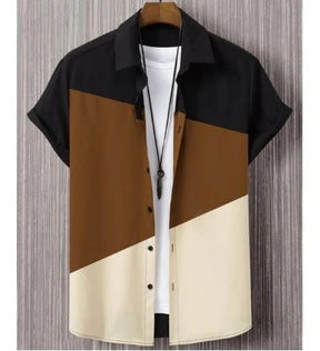 Fashion Trendy Men's Shirt Digital Printing Casual Breathable Stand Collar Short Sleeve My Store