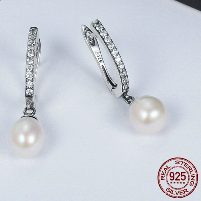 Rhinestone Pearl Personalized Sterling Silver S925 Fashion Stud Earrings For Women My Store