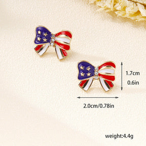 Four XINGX Bow Stud Earrings Personalized Trendy Electroplated Alloy Geometric Earrings My Store