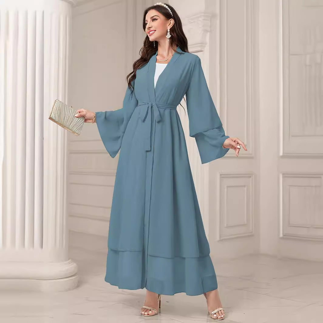 Middle East Solid Color Chiffon Plus Size Women's Gauze Robe My Store