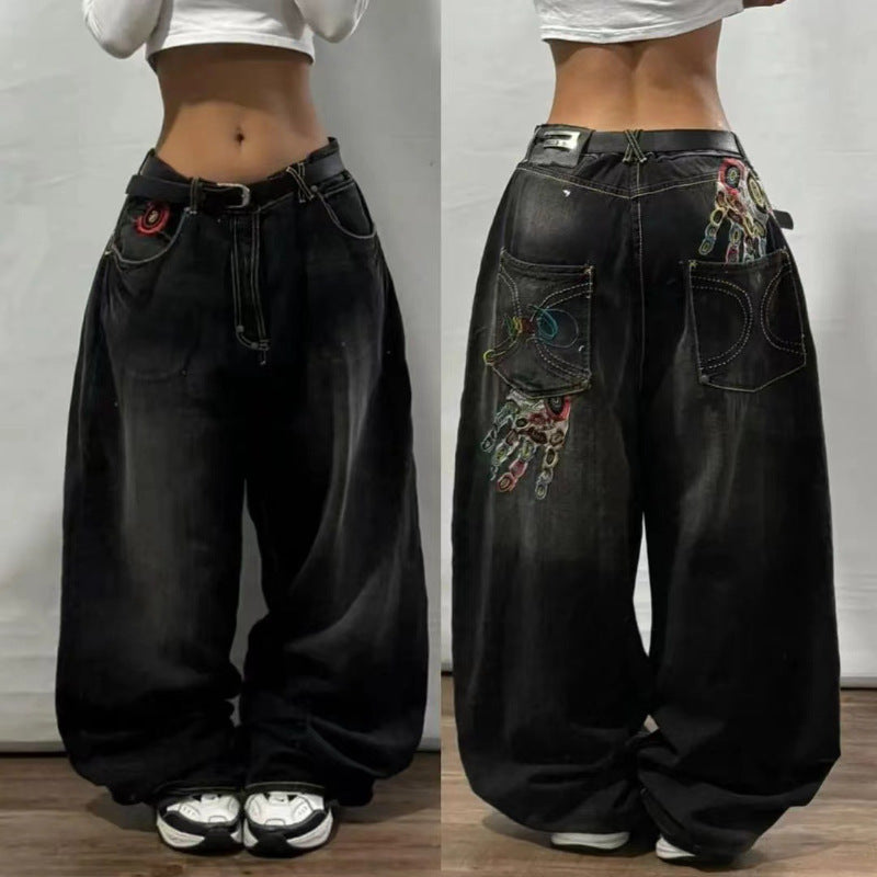 American Retro Couple Wide Leg Jeans My Store