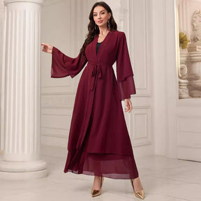 Middle East Solid Color Chiffon Plus Size Women's Gauze Robe My Store