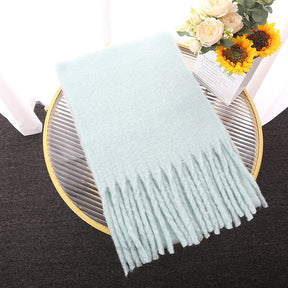 Macaron Solid Color Thick Braid Tassel Shawl My Store