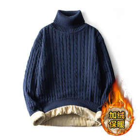 Men's Fleece-lined Thick Neck Sweater My Store