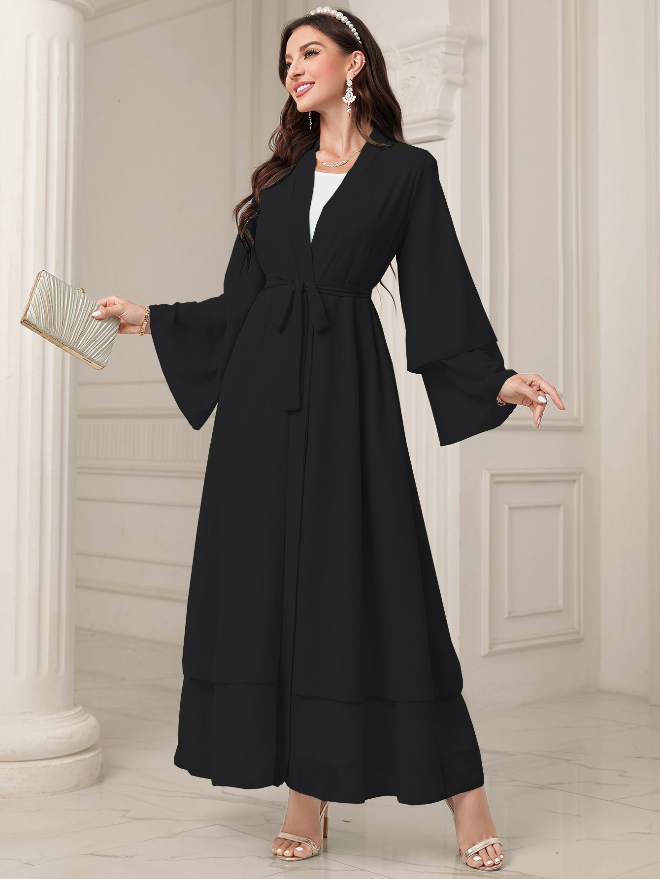 Middle East Solid Color Chiffon Plus Size Women's Gauze Robe My Store