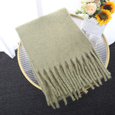 Macaron Solid Color Thick Braid Tassel Shawl My Store