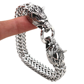 Stainless Steel Wolf Head Bracelet Titanium Steel Double Ring Bracelet For Men My Store