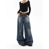 Retro Washed Straight Jeans Loose Drooping Wide Leg Pants My Store