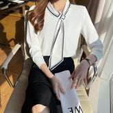 Commuter Printed Tie-neck Shirt For Women My Store