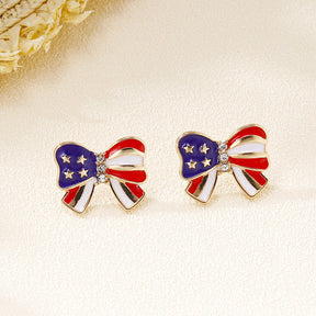 Four XINGX Bow Stud Earrings Personalized Trendy Electroplated Alloy Geometric Earrings My Store