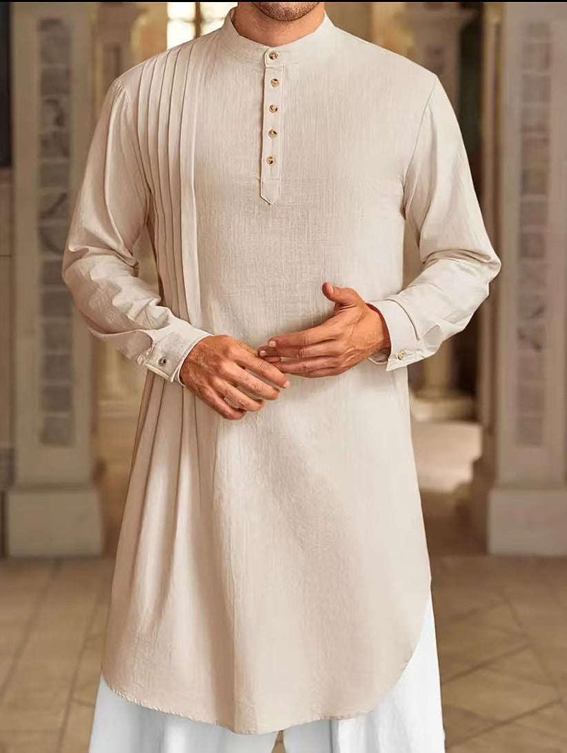 Men's Button Cotton Linen Shirt Robe My Store