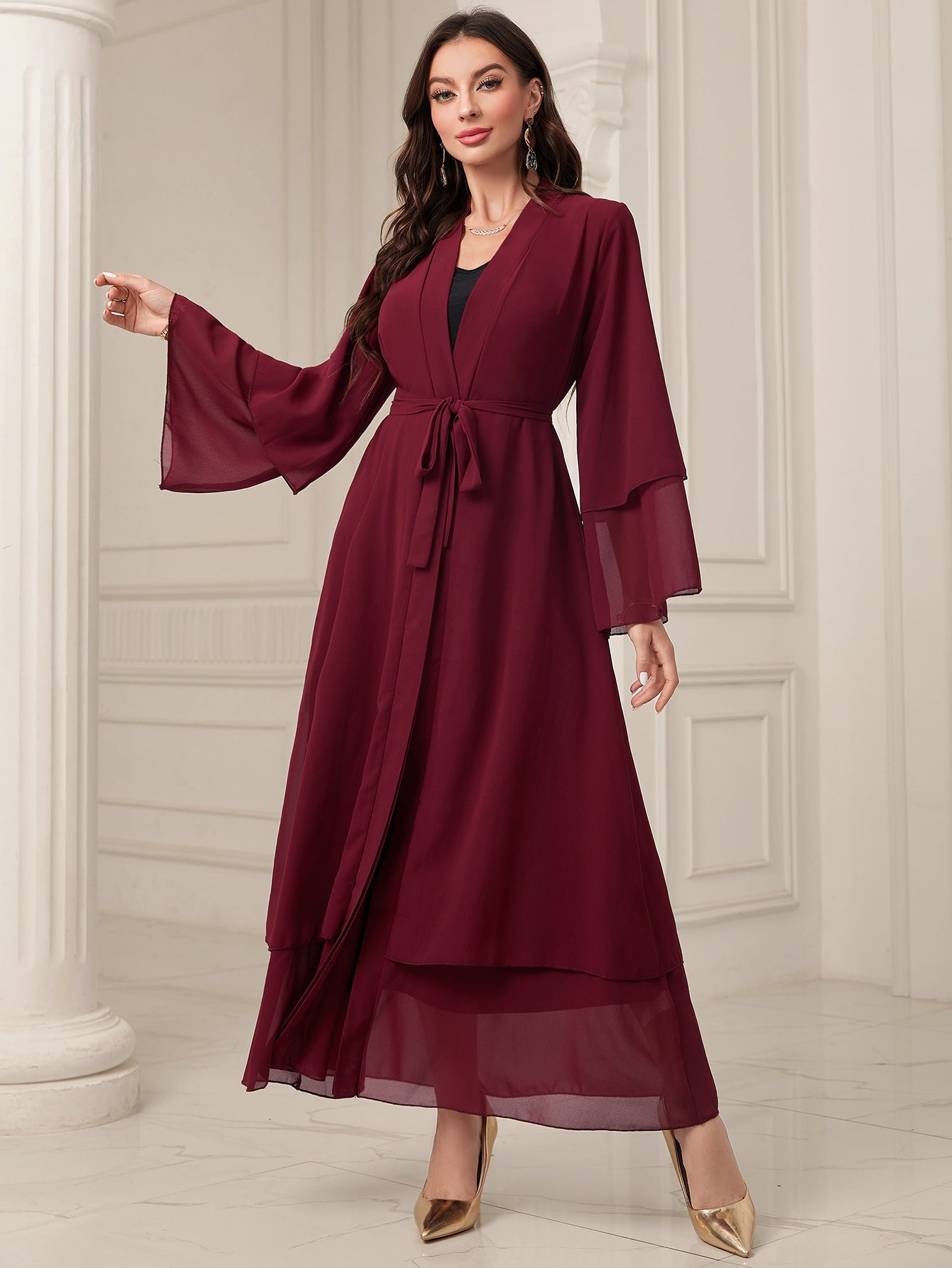 Middle East Solid Color Chiffon Plus Size Women's Gauze Robe My Store