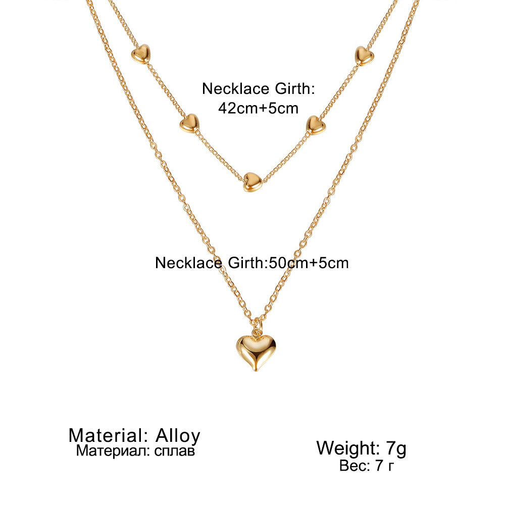 Double-layer Heart Pendant Fine Chain Necklace For Women Multilayer Gold Color Metal Necklaces Fashion Jewelry Accessories My Store