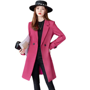 Korean Style Professional Mid-length Suit Collar Trench Coat My Store