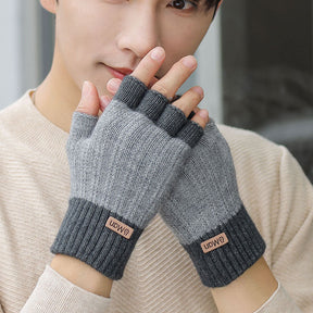 Men's Warm Thickened Knitting Half Finger Gloves My Store