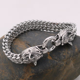 Stainless Steel Wolf Head Bracelet Titanium Steel Double Ring Bracelet For Men My Store