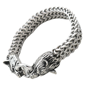 Stainless Steel Wolf Head Bracelet Titanium Steel Double Ring Bracelet For Men My Store