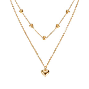 Double-layer Heart Pendant Fine Chain Necklace For Women Multilayer Gold Color Metal Necklaces Fashion Jewelry Accessories My Store