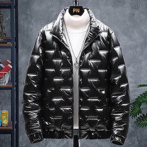 Men's Glossy Solid Color Stand-up Collar Casual Jacket My Store