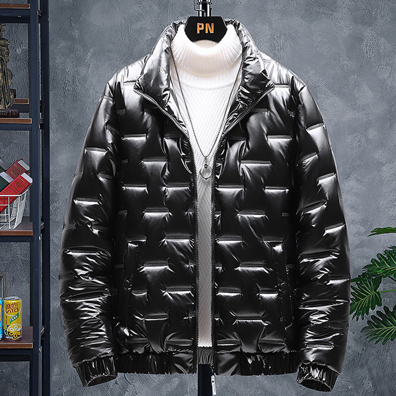 Men's Glossy Solid Color Stand-up Collar Casual Jacket My Store