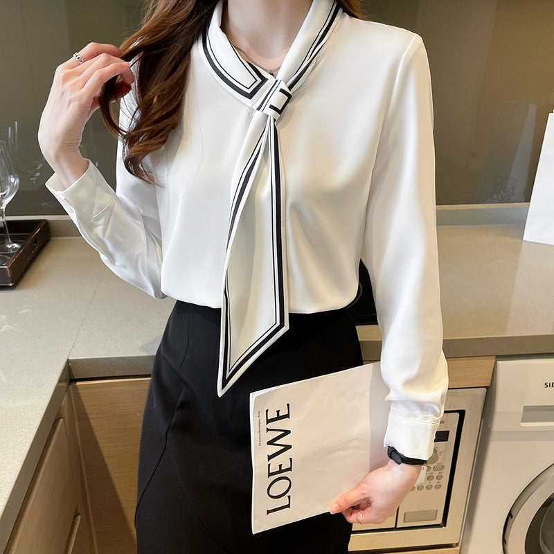 Commuter Printed Tie-neck Shirt For Women My Store