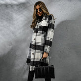 Fashion Plaid Single Row Button Coarse Wool Coat For Women My Store