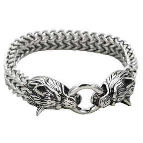 Stainless Steel Wolf Head Bracelet Titanium Steel Double Ring Bracelet For Men My Store