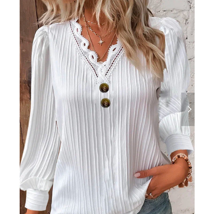 Undershirt Women's Long-sleeved V-neck Top My Store