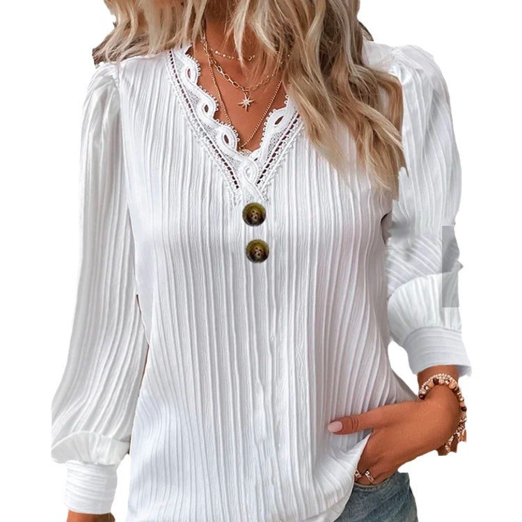 Undershirt Women's Long-sleeved V-neck Top My Store