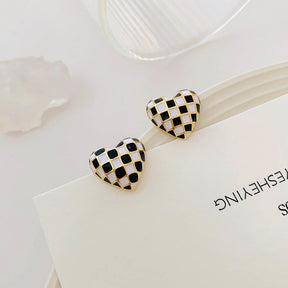 Women's Fashion Personalized Heart-shaped Checkered Earrings My Store