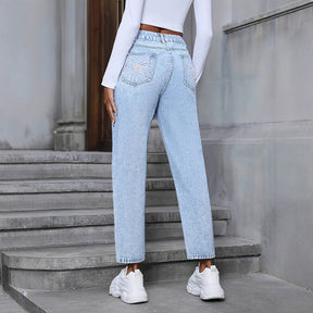 Women's Casual Loose Straight Ripped Denim Trousers My Store