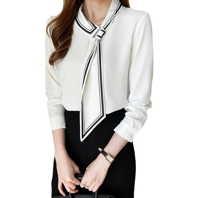 Commuter Printed Tie-neck Shirt For Women My Store