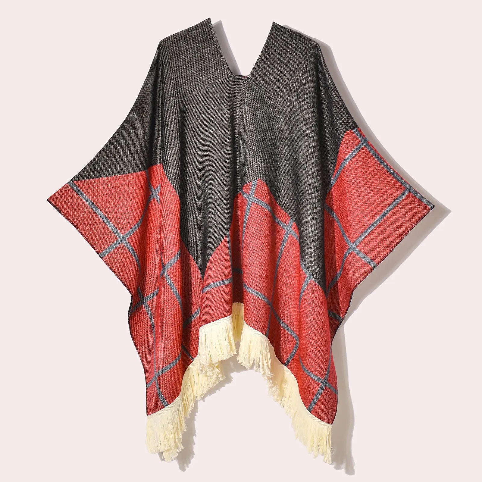 Western Denim Style Men's And Women's Shawl Tassel Pullover Keep Warm Outdoor Large Cloak My Store