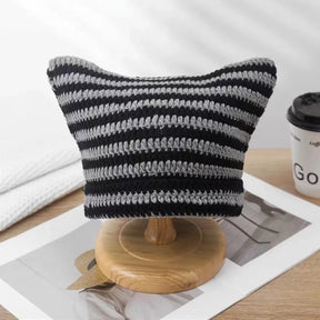 Cute Cat Ears Striped Handmade Knitted Wool Hat My Store