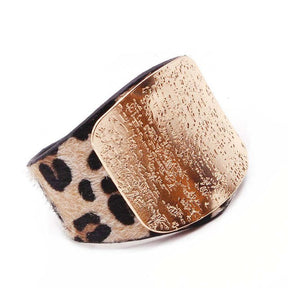 Personality Geometry Wide Horsehair Leopard Print Bangle Bracelet My Store