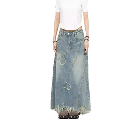 Women's Denim Skirt Long A- Line Skirt My Store