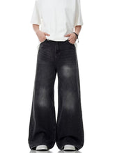 Washed Distressed Straight Loose Retro Black Jeans My Store