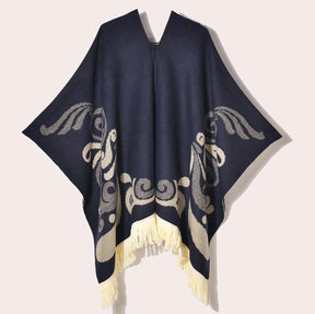 Western Denim Style Men's And Women's Shawl Tassel Pullover Keep Warm Outdoor Large Cloak My Store