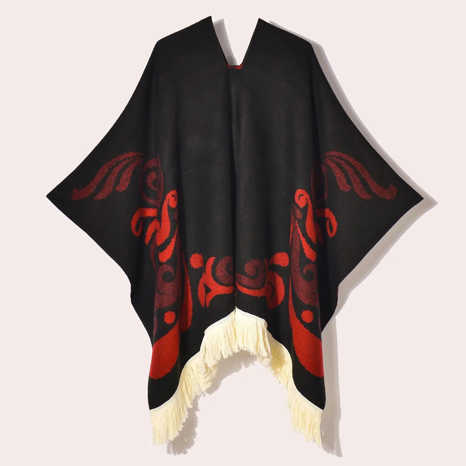 Western Denim Style Men's And Women's Shawl Tassel Pullover Keep Warm Outdoor Large Cloak My Store